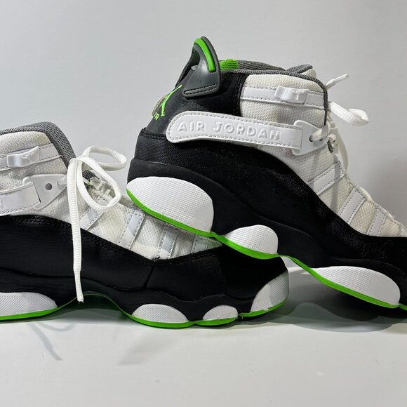 Air Jordan 6 Rings White Black Altitude Green Sneakers Athletic Sz 6.5 Youth - Picture 2 of 12